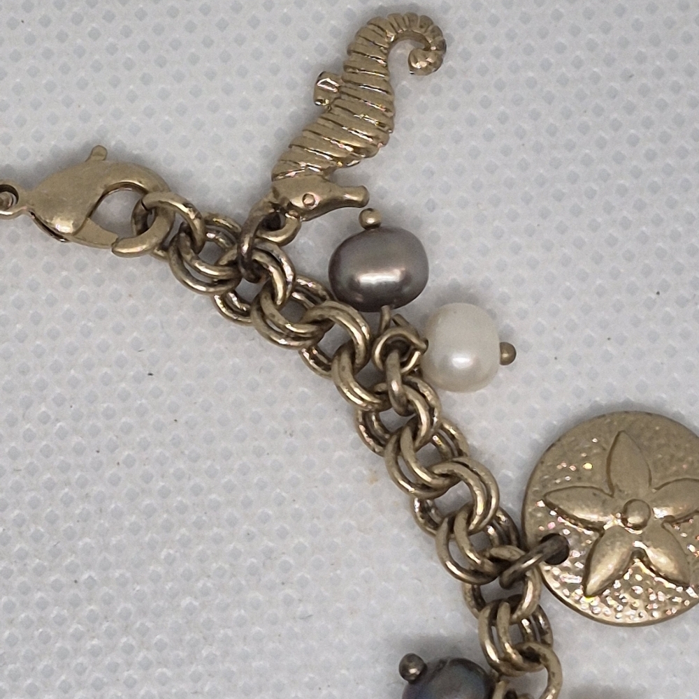 LIA SOPHIA Retired Gold Tone 'Under The Sea' Seashore Charm Bracelet - Picture 2 of 11
